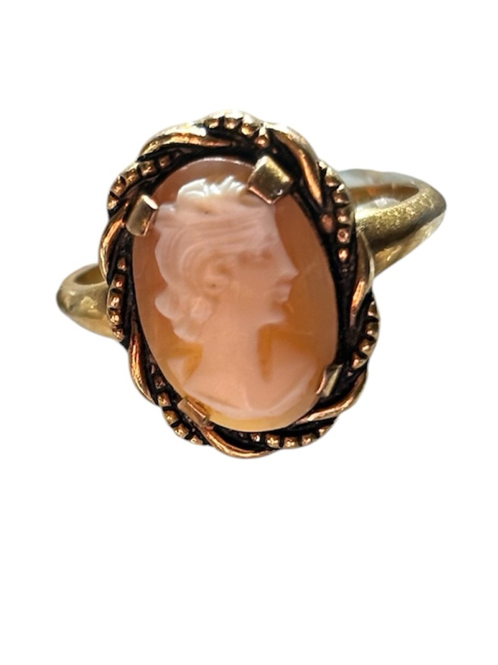 Antique Lavaliere Vintage Gold Cameo Ring Size 9